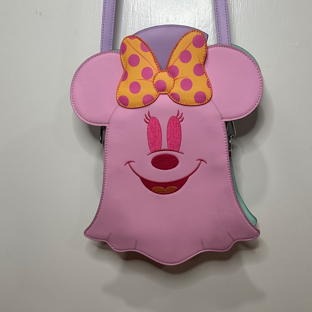Loungefly Pink Minnie Bow Hat Box Ghost Mickey Crossbody Bag
